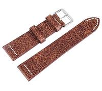 Basic - Bracciale in vera pelle zigrinata, piatto, 22 mm, colore: Marrone