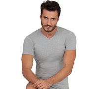 Basic Cotton Maglia Intimo Uomo Scollo a v Maglietta Intima Manica Corta in 100% Puro Cotone t-Shirt Made in Italy, (Grigio, 7/XXL)