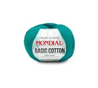 Basic Cotton Mondial Cotone 100% 50 gr 110 mt Made in Italy Filato per Ferri Maglia e Uncinetto 3,5-4,5 mm per Amigurumi Granny Square Copertine Neonato (Verde ottanio brillante - 047)