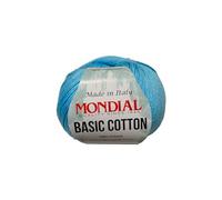 Basic Cotton Mondial Cotone 100% 50 gr 110 mt Made in Italy Filato per Ferri Maglia e Uncinetto 3,5-4,5 mm per Amigurumi Granny Square Copertine Neonato (Azzurro Seychelles - 109)