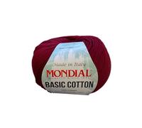 Basic Cotton Mondial Cotone 100% 50 gr 110 mt Made in Italy Filato per Ferri Maglia e Uncinetto 3,5-4,5 mm per Amigurumi Granny Square Copertine Neonato (Bordeaux - 005)