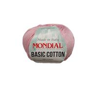 Basic Cotton Mondial Cotone 100% 50 gr 110 mt Made in Italy Filato per Ferri Maglia e Uncinetto 3,5-4,5 mm per Amigurumi Granny Square Copertine Neonato (Cioccolato rosa - 103)