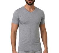 Basic Cotton T-Shirt Uomo Mezza Manica Scollo a V in Cotone Elasticizzato Maglia Intima Sottogiacca Morbida Traspirante Comoda Resistente Articolo 985 (IT, Testo, XXL, Regular, Regular, Grigio)