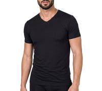 Basic Cotton T-Shirt Uomo Mezza Manica Scollo a V in Cotone Elasticizzato Maglia Intima Sottogiacca Morbida Traspirante Comoda Resistente Articolo 985 (IT, Testo, XL, Regular, Regular, Nero)