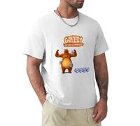 Basic diary Sunlight Grizzy Bear Cute Lemmings Casual Round Neck T Shirt White L