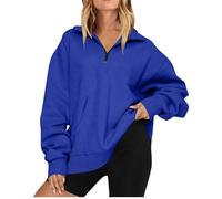 basic felpa con cappuccio Manica Top Quarter Zip Pullover Spalla Goccia Felpe Autunno Abiti alla moda Tinta unita Vestiti felpe con cappuccio per le donne pullover, K, 3XL