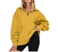 basic felpa con cappuccio Manica Top Quarter Zip Pullover Spalla Goccia Felpe Autunno Abiti alla moda Tinta unita Vestiti felpe con cappuccio per le donne pullover, M, XL