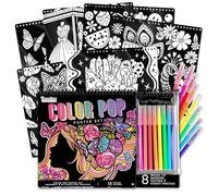 Basic Fun Fashion Angels Color Pop Poster Set - 18 Poster da Colorare e 8 Pennarelli a Punta Pennello - Kit Artistico per Bambini dai 6 Anni in Su