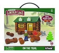 Lincoln Logs Set Da Costruzione Sulla Pista, K'NEX, Basic Fun, 00821, 59 pezzi, veri tronchi in legno, giochi regalo per costruzioni rétro, adatto ai bambini dai 3 anni in su