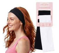 Basic Sense Fasce per capelli da donna anti-mal di testa - Fascia antiscivolo in misto cotone per fitness, fascia per il sudore, ultra elastica, per yoga, palestra, corsa, 7 cm, nero - bianco