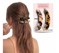 Basic Sense Fermagli per capelli grandi, per capelli spessi, antiscivolo, con impugnatura in gomma, ovale, 2 pezzi, avana e tartaruga bionda