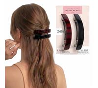 Basic Sense Fermaglio per capelli grande per capelli spessi, antiscivolo, con impugnatura in gomma - rettangolare - 2 pezzi nero e tartaruga