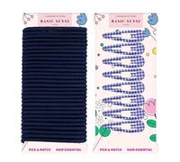 Basic Sense Set di accessori per capelli a quadretti da 38 pezzi, per mantenere il suo look scolastico pulito ed elegante (clip a scatto ed elastici), blu navy