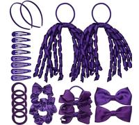 Basic Sense Set di accessori per capelli in tinta unita, 23 elastici per capelli, elastici per coda di cavallo, forcine per uniformi scolastiche, viola