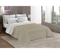 Basic Trapunta Invernale in Tinta Unita Doubleface, Microfibra, Panna/Tortora, 2 POSTI