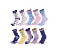 Basic Treasure 10 paia di calzini per bambini per ragazzi o ragazze, corti o lunghi, calzini colorati, 70% cotone Oeko-Tex calzini bambini, Unicorn - Lungo, 31-34