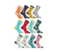Basic Treasure 12 paia di calzini divertenti in cotone - calzini colorati Happy Socks con motivi divertenti per uomo e donna - idea regalo, Tropicale, 39-42