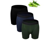 Basic Treasure Confezione da 3 Boxer da Uomo in Bambù e Cotone - Morbidi, Traspiranti, Stretch - Nero/Blu Navy/Verde, L