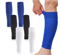 Basic Tube Socks Unisex, 3 paia Tube Calzettoni Unisex, Calzino Tubolare Calcio Unisex, Unisex Tubes Tubes, Adulto, Nero, blu zaffiro, bianco