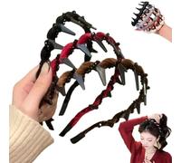Basicallyt - Cerchietto per capelli con perle artificiali a forma di teschio alto, stile vintage, antiscivolo, reversibile, con denti, accessori per capelli alla moda da donna (3 pezzi, cristallo