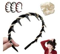 Basicallyt/Probabledy/Probability - Cerchietto per capelli con perle artificiali a forma di teschio alto, stile vintage, con perle artificiali intrecciate, elegante cerchietto per capelli da sposa con
