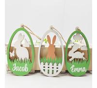 BASICGOLDYAO 3 pz pasqua coniglio segno appeso parete uovo di Pasqua coniglio porta in legno segno pasquale coniglio tema coniglietto decorazione per interni ed esterni primavera