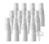 BasicPacking 100 Pezzi 10ml Flacone Spray Vuoto Plastica Bianco, Mini Flacone Spray Portatile Riutilizzabile per Nebbia, Bottiglia di Profumo, Cosmetica, Viaggio con 5x Imbuti