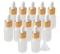 BasicPacking 12 Pezzi Trasparente Opaco Bottiglie Contagocce in Vetro 10 ml, Ambra Vuoto Flaconi con Pipetta Contagocce d'oro, per Olio Essenziale, Aromaterapia con Imbuti