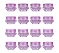 BasicPacking 16 Pezzi Vuoti 3ml / 3g Forma di Diamante Vasetti di Plastica Barattolo Cosmetici Viola con Coperchio Viaggio Contenitore Cosmetico per Nail Art Glitter Crema