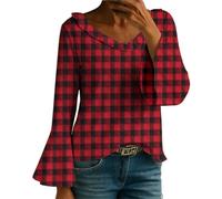 Basics Under Shirt Donna Primavera e Autunno Seven Minutes of Bell Manica V Collo Pressato Pieghe Tinta Unita T Shir Fashion Top Teen Girl, Nero , XL