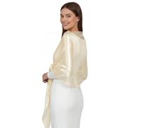 BasicSense - Scialle da donna luccicante, luccicante e iridescente, per sera, matrimonio, extra lungo, ondulato, a forma di capesante, avorio, Etichettalia unica