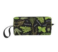 Basil - Astuccio portatile per cosmetici, con stampa di timo, aneto e rosmarino, custodia da viaggio, borsa organizer con cerniera per un accesso rapido