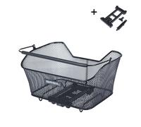 Basil Base M - Cestino per bicicletta MIK, nero, sistema MIK bloccabile, resistente alle intemperie e robusto, 15 litri, ideale per acquisti e viaggi giornalieri