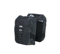 Basil Miles Double Bag MIK - 34L, colore nero/lime, impermeabile, con sistema MIK bloccabile, perfetto per escursioni in bicicletta e pendolarismo