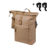 Basil Brooklyn - Borsa per bicicletta singola, impermeabile, 17 l, con scomparto per computer portatile, riflettente, in materiale riciclato, ganci MIK, 32 x 14 x 40 cm, sabbia