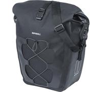 Basil Borsa singola per bicicletta L MIK Hooks - 25-31L - Impermeabile IPX3 - Chiusura Rolltop - Tasca anteriore a compressione - Tarpaulin/poliestere - Riflettente - Tracolla rimovibile - Nero