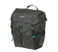 Basil Borsa singola per bicicletta M MIK Hooks - 9L - Poliestere - Tasche esterne - Tracolla rimovibile - Protezione antipioggia - Moschettone - Riflettente - Nero mélange