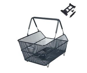 Basil Cento Multi System, cestino per bicicletta, nero, con fondo multi sistema NX, compatibile con MIK, Racktime e altre piastre portatutto comuni, resistente alle intemperie e robusto, ideale per la