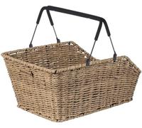 Basil Cento Rattan Look MIK - Cestino per bicicletta posteriore, 22 l, marrone naturale, resistente alle intemperie, con sistema MIK bloccabile