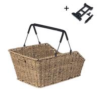 Basil Cento Rattan Look MIK - Cestino per bicicletta posteriore, 22 l, marrone naturale, resistente alle intemperie, con sistema MIK bloccabile