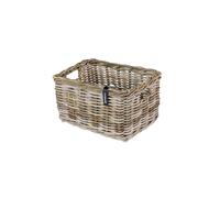 Basil DAX L - Cestino per bicicletta in rattan, elegante, rettangolare, per portapacchi anteriore, grigio intrecciato a mano, 30 l, ideale per biciclette da uomo e da donna