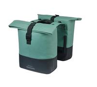 Basil Cove - Borsa da bicicletta doppia con piastra adattatore MIK, 28-32L, impermeabile, riflettente, materiale riciclato, 29 x 14,5 x 36 cm, colore: Verde/Nero