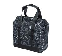 Borsa Shopper Basil Grand Flower nero, Hook On-System, 34,5x19x35,5cm