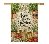 Basil House Flag, Farmhouse Rustico Prezzemolo Rosmarino Primavera Verde Burlap Doppio Lato Frontale Portico Bandiere decorative per esterni Prato Cortile Patio Ingresso 71 x 101 cm