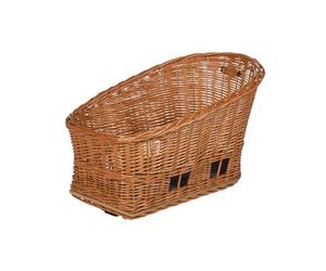 Basil Pasja - Cestino per cani MIK M, 30 l, posteriore, in vimini sostenibile, con piastra adattatore MIK bloccabile, rimovibile, con cuscino lavabile, ideale per escursioni in bicicletta con il tuo
