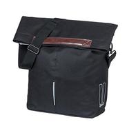 Basil Shopper MIK Hooks - 14-16L - Poliestere - Chiusura pieghevole impermeabile con magnete - Scomparto interno con cerniera - Fissaggio LED - Riflettente - Tracolla rimovibile - Nero