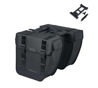 Basil Tour MIK - Borsa doppia da 28 l, nera, robusta e resistente alle intemperie, con sistema MIK bloccabile, ideale per acquisti e gite in bicicletta