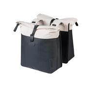 Basil Vive - Borsa doppia per bicicletta, impermeabile, 28-35 l, riflettente, in materiale riciclato, 30 x 14 x 38 cm, bianco/nero