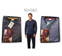 Basile Milano Pigiama Uomo Caldo Cotone MU 3830 - Blu Navy / Blu Royal - M-XXL