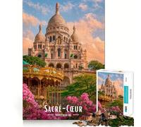 Basilica del Sacro Cuore, Montmartre, Parigi Puzzle Difficile per Adulti 1000 Pezzi Giocattolo Intellettuale Momento Cozy Taglio Di qualità (50x75cm)